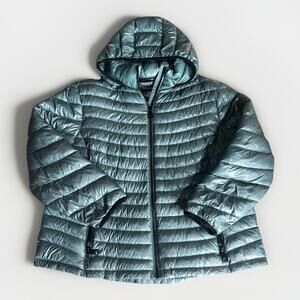 Calvin Klein Packable Down Jacket Womens 3XL Gray Duck Full Zip Pockets Quilted